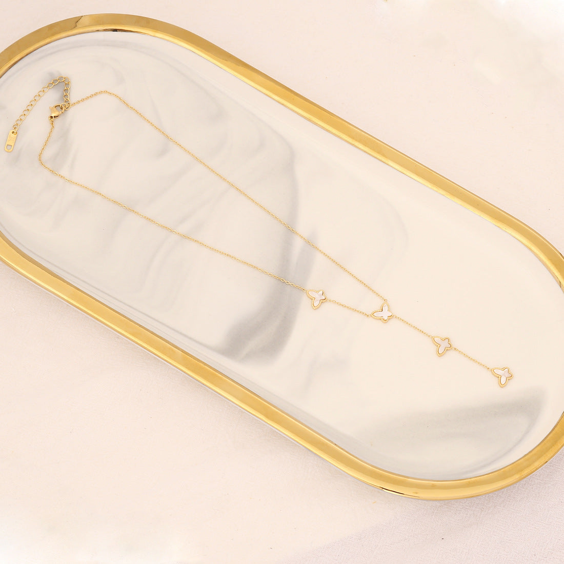 Wholesale Pearl Butterfly Stainless Steel Multilayer Necklace